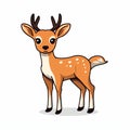 Cute Cartoon Deer Illustration On White Background