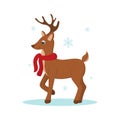 Cute cartoon deer with red scarf