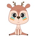 Cute cartoon deer. Woodland animals. Vector illustration.