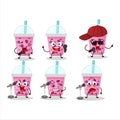 A Cute Cartoon design concept of grapes milk with boba singing a famous song