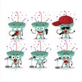 A Cute Cartoon design concept of green party popper with confetti singing a famous song Royalty Free Stock Photo