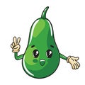 Cute cartoon design of a happy avocado, fruits and vegetables for kidsCute cartoon design of a happy avocado, fruits and