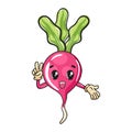 Cute cartoon design of a happy beetroot, vegetables for kids