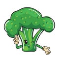 Cute cartoon design of a happy broccoli, vegetables for kids