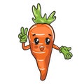 Cute cartoon design of a happy carrot, vegetables for kids