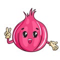 Cute cartoon design of a happy onion, vegetables for kids