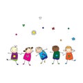 cute cartoon design with kids playing