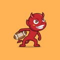 cute devil playing rugby Royalty Free Stock Photo