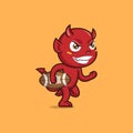 cute devil playing rugby