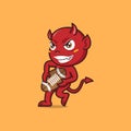 cute devil playing rugby Royalty Free Stock Photo