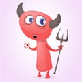 Cute cartoon devil with trident. Vector for Halloween partyÃÅ½ Royalty Free Stock Photo