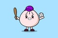 Cute cartoon Dim sum character playing baseball Royalty Free Stock Photo