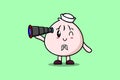 Cute cartoon Dim sum sailor with hat and binocular Royalty Free Stock Photo