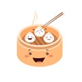 Cute cartoon Dim sum with smiling faces Royalty Free Stock Photo