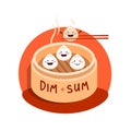 Cute cartoon Dim sum with smiling faces Royalty Free Stock Photo