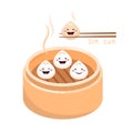 Cute cartoon Dim sum with smiling faces Royalty Free Stock Photo