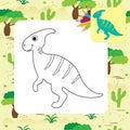 Cute cartoon dino coloring page