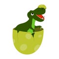 cute cartoon dinosaur baby tyrannosaurus in an egg. vector isolated on a white background. Royalty Free Stock Photo