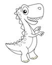 Cute cartoon dinosaur. Dino. Black and white vector illustration for coloring book