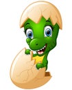 Cute cartoon dinosaur hatching Royalty Free Stock Photo