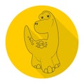 Cute Cartoon Dinosaur icon with long shadow Royalty Free Stock Photo