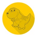 Cute Cartoon Dinosaur icon with long shadow Royalty Free Stock Photo