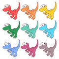 Cute Cartoon Dinosaur icons set