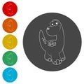 Cute Cartoon Dinosaur icons set