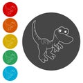 Cute Cartoon Dinosaur icons set