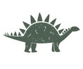Cute Cartoon Dinosaur, Vector outline illustration, isolated on white. Little kid of Stegosaurus Royalty Free Stock Photo
