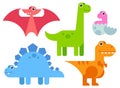 Cute Cartoon Dinosaurs Set Royalty Free Stock Photo