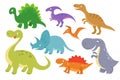 Cute cartoon dinosaurs vector clip art. Funny dino chatacters for baby collection