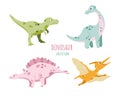 Cute cartoon dinosaurs vector collection. Cartoon dino collection, prehistoric reptile