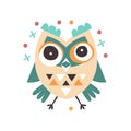 Cute cartoon dizziness owl bird colorful character vector Illustration Royalty Free Stock Photo