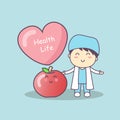 Cute cartoon doctor with apple Royalty Free Stock Photo