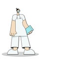 cute cartoon doctor with a folder that clever doctor. Funny character design. Cartoon illustration: A nurse holding a