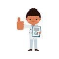 Cute cartoon doctor smiling giving thumbs up character flat style National Doctors\' Day vector illustration Royalty Free Stock Photo