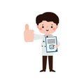 Cute cartoon doctor smiling giving thumbs up character flat style National Doctors\' Day vector illustration Royalty Free Stock Photo