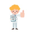 Cute cartoon doctor smiling giving thumbs up character flat style National Doctors\' Day vector illustration Royalty Free Stock Photo