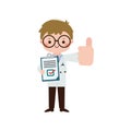 Cute cartoon doctor smiling giving thumbs up character flat style National Doctors\' Day vector illustration Royalty Free Stock Photo
