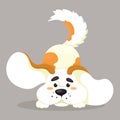 Cute eared puppy with big ears. Vector isolate in cartoon flat style.