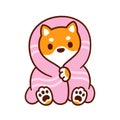 Cute cartoon dog in blanket