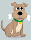 Cute cartoon dog with bone Royalty Free Stock Photo