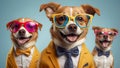 Cute cartoon dog with glasses and suit intelligent character clothing style comical