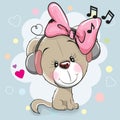 Cute cartoon Dog with headphones