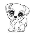 Cute cartoon dog or puppy. Baby pet in line drawing. Royalty Free Stock Photo