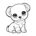 Cute cartoon dog or puppy. Baby pet in line drawing.