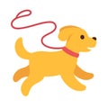 Cute cartoon dog running with leash Royalty Free Stock Photo