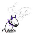 Cute cartoon dog. Sleeping white Bull Terrier. Royalty Free Stock Photo