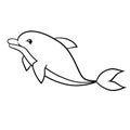 Cute cartoon dolphin, coloring page Royalty Free Stock Photo